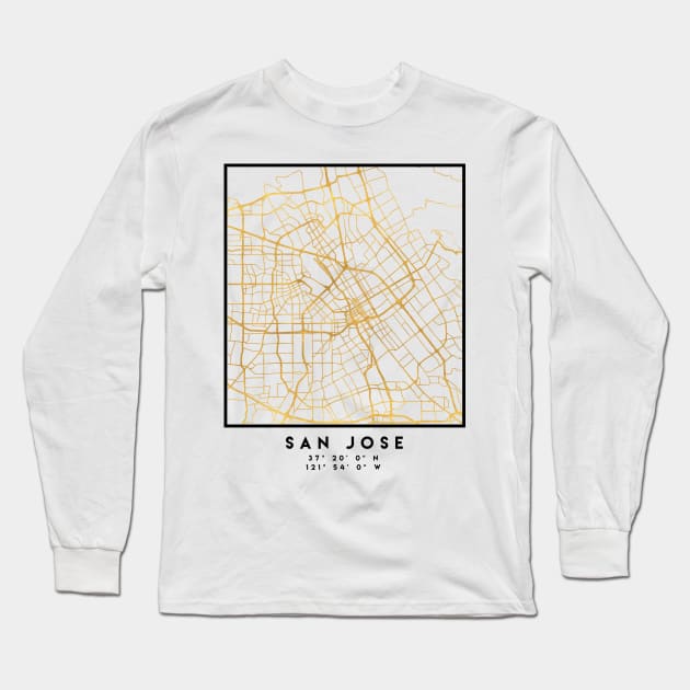 SAN JOSE CALIFORNIA CITY STREET MAP ART Long Sleeve T-Shirt by deificusArt